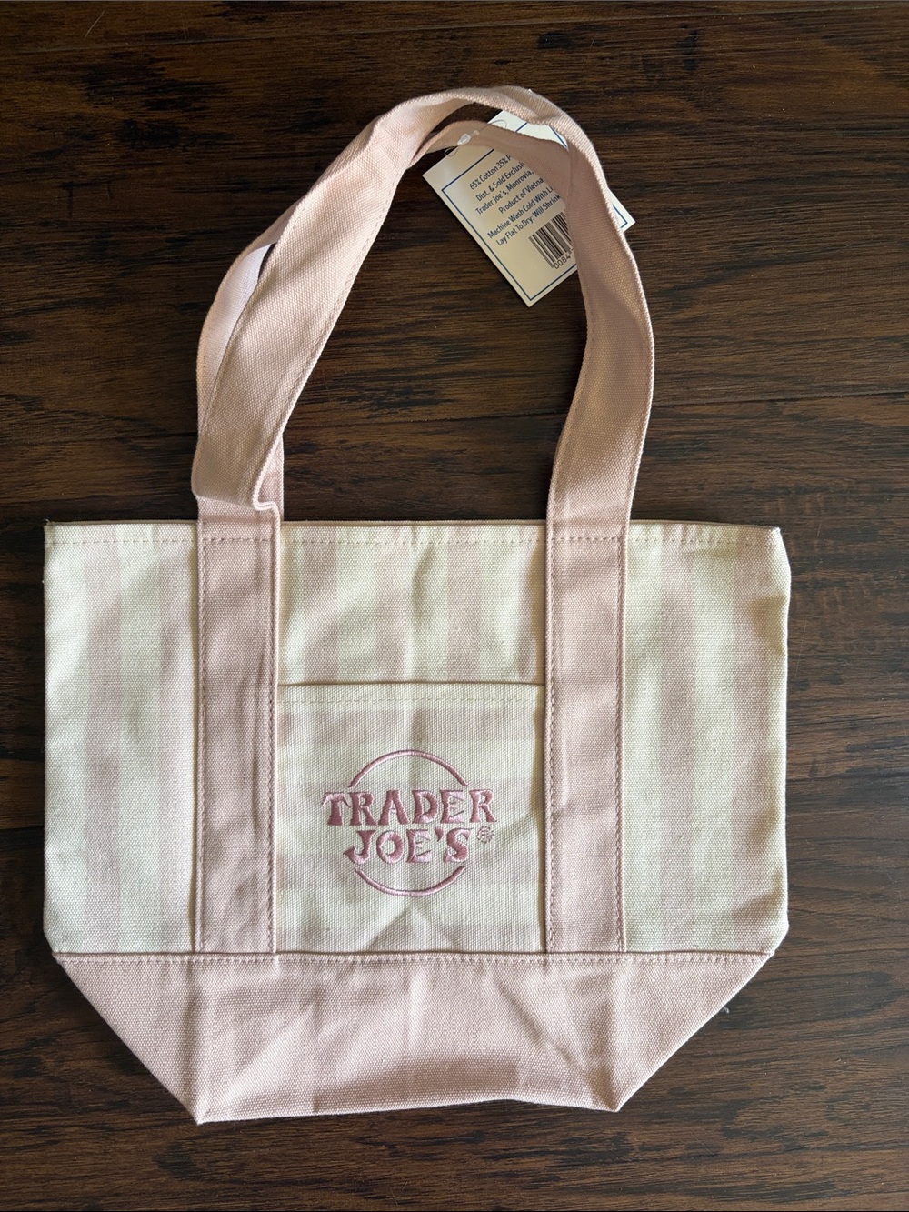 Pink Stripe Mini Canvas Tote Bag